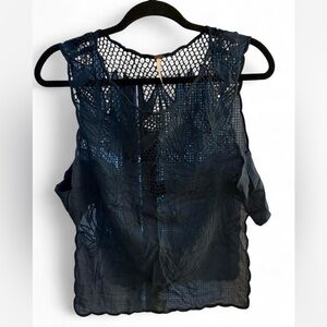Free People Midnight Blue Sheer Blouse